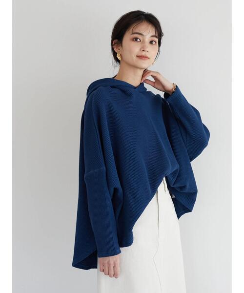 CRAFT STANDARD BOUTIQUE（クラフトスタンダードブティック）の「ワッフルポンチョ風パーカー　＊（パーカー・レディース・ブルー/オフホワイト/ブラック/ベージュ・FREE）」の9枚目の写真