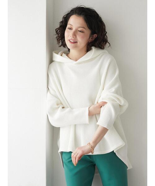 CRAFT STANDARD BOUTIQUE（クラフトスタンダードブティック）の「ワッフルポンチョ風パーカー　＊（パーカー・レディース・ブルー/オフホワイト/ブラック/ベージュ・FREE）」の10枚目の写真