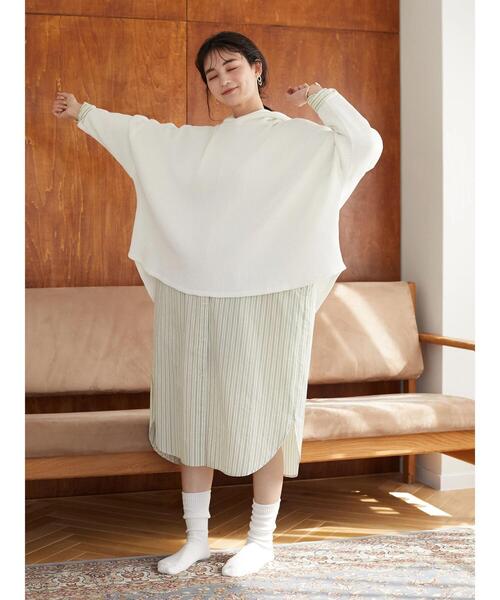 CRAFT STANDARD BOUTIQUE（クラフトスタンダードブティック）の「ワッフルポンチョ風パーカー　＊（パーカー・レディース・ブルー/オフホワイト/ブラック/ベージュ・FREE）」の21枚目の写真