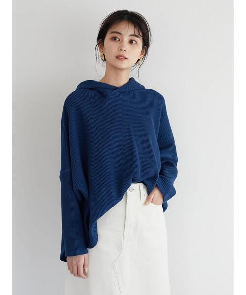 CRAFT STANDARD BOUTIQUE（クラフトスタンダードブティック）の「ワッフルポンチョ風パーカー　＊（パーカー・レディース・ブルー/オフホワイト/ブラック/ベージュ・FREE）」の22枚目の写真