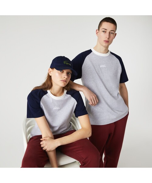LACOSTE L!VE（ラコステライブ）の「ラコステライブ ラグランスリーブTシャツ（Tシャツ/カットソー・メンズ・ホワイト/グレー・S/M/L/XS）」の2枚目の写真