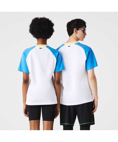 LACOSTE L!VE（ラコステライブ）の「ラコステライブ ラグランスリーブTシャツ（Tシャツ/カットソー・メンズ・ホワイト/グレー・S/M/L/XS）」の6枚目の写真
