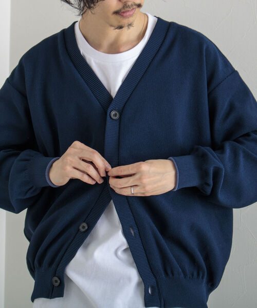 GLOSTER（グロスター）の「《カーディガン＋カットソーの2点SET》レイヤードカーディガン【WEB限定カラーあり】（カーディガン/ボレロ・メンズ・ネイビー/ブルー/グリーン/ミント/シルバーグレー・MEDIUM/LARGE）」の4枚目の写真