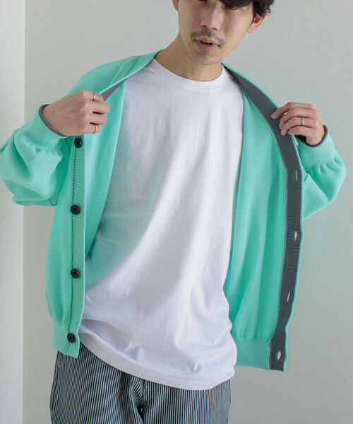 GLOSTER（グロスター）の「《カーディガン＋カットソーの2点SET》レイヤードカーディガン【WEB限定カラーあり】（カーディガン/ボレロ・メンズ・ネイビー/ブルー/グリーン/ミント/シルバーグレー・MEDIUM/LARGE）」の3枚目の写真