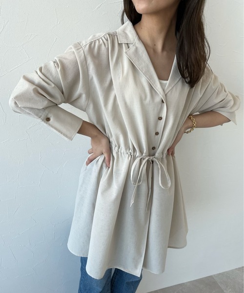 A part by（アパートバイ）の「カイキンドロストシャツ_長袖　272068（シャツ/ブラウス・レディース・ブラウン/ライトベージュ/ダークネイビー/マスタード・FREE）」の3枚目の写真