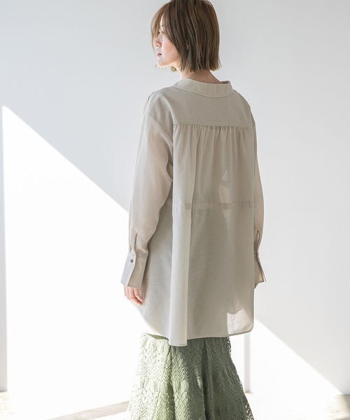 A part by（アパートバイ）の「カイキンドロストシャツ_長袖　272068（シャツ/ブラウス・レディース・ブラウン/ライトベージュ/ダークネイビー/マスタード・FREE）」の8枚目の写真