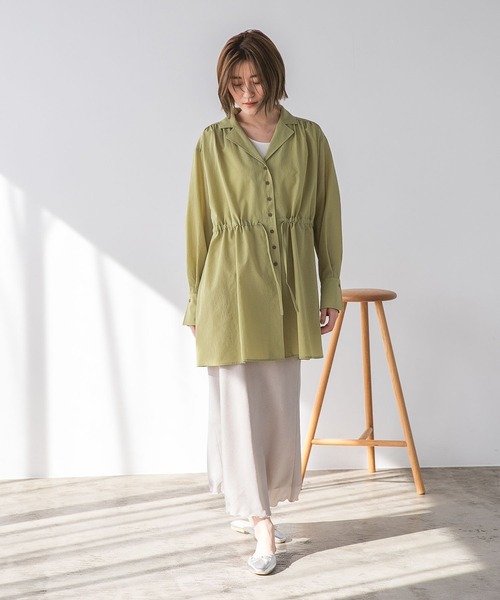 A part by（アパートバイ）の「カイキンドロストシャツ_長袖　272068（シャツ/ブラウス・レディース・ブラウン/ライトベージュ/ダークネイビー/マスタード・FREE）」の14枚目の写真