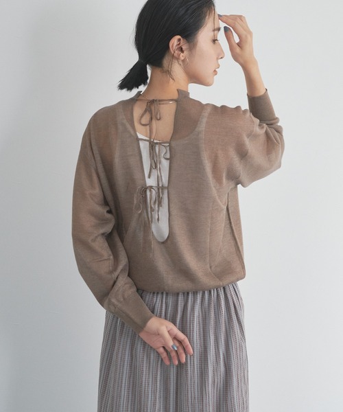 audrey and john wad（オードリーアンドジョンワッド）の「バックオープンシアーニットプルオーバー -洗濯機洗い可-（ニット/セーター・レディース・ブラック/ミント/キャメル・FREE）」の3枚目の写真