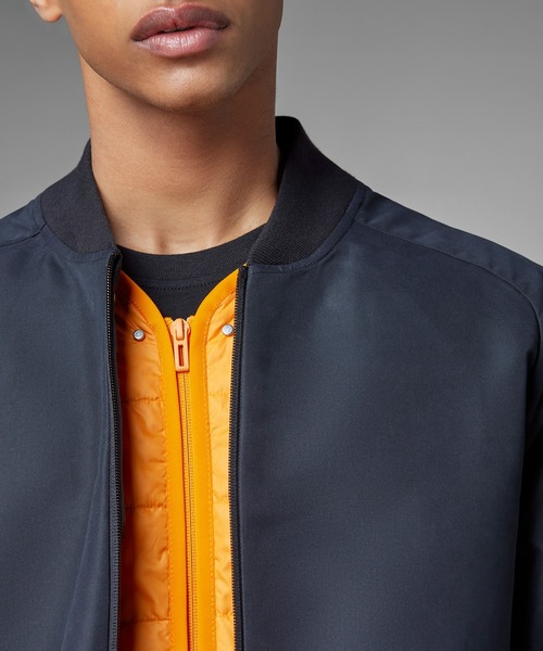 ADIDAS ボンバージャケット 70s リバーシブル ネイビーオレンジ アディダス 70s リバーシブル オーバーサイズ ボンバー