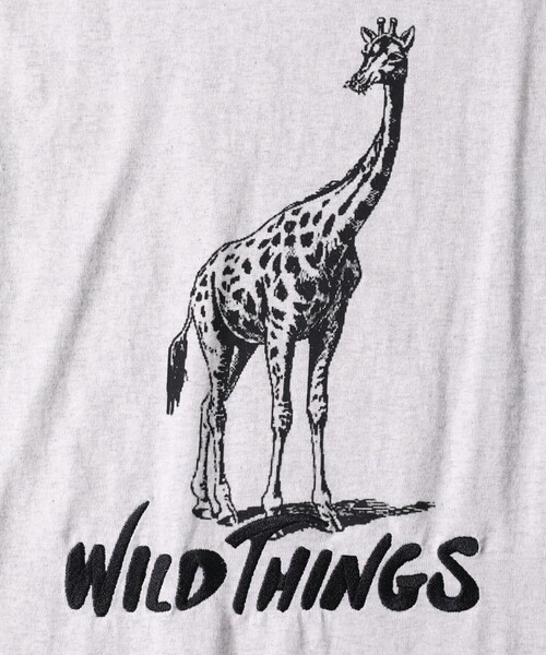 FREAK'S STORE（フリークスストア）の「WEB限定 WILDTHINGS×FREAK'S STORE/ワイルドシングス 別注 刺繍ロゴ サファリデザイン プリントTシャツ/キリン（Tシャツ/カットソー・メンズ・ホワイト/アッシュグレー/ブラック/ダークグリーン/ベージュ・SMALL/MEDIUM/LARGE）」の11枚目の写真