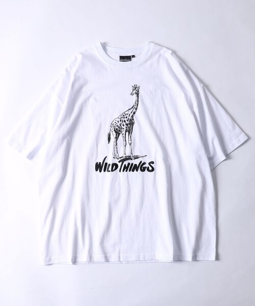 FREAK'S STORE（フリークスストア）の「WEB限定 WILDTHINGS×FREAK'S STORE/ワイルドシングス 別注 刺繍ロゴ サファリデザイン プリントTシャツ/キリン（Tシャツ/カットソー・メンズ・ホワイト/アッシュグレー/ブラック/ダークグリーン/ベージュ・SMALL/MEDIUM/LARGE）」の14枚目の写真