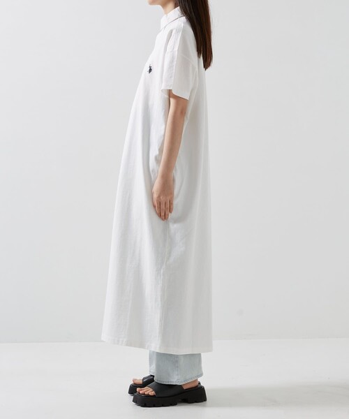 U.S. POLO ASSN.（ユーエスポロアッスン）の「【U.S. POLO ASSN./ユーエスポロアッスン】 別注ラガーシャツワンピース（ワンピース・レディース・ホワイト/ブラック/ダークグリーン/ネイビー/サックスブルー/ロイヤルブルー・ﾌﾘ-）」の14枚目の写真