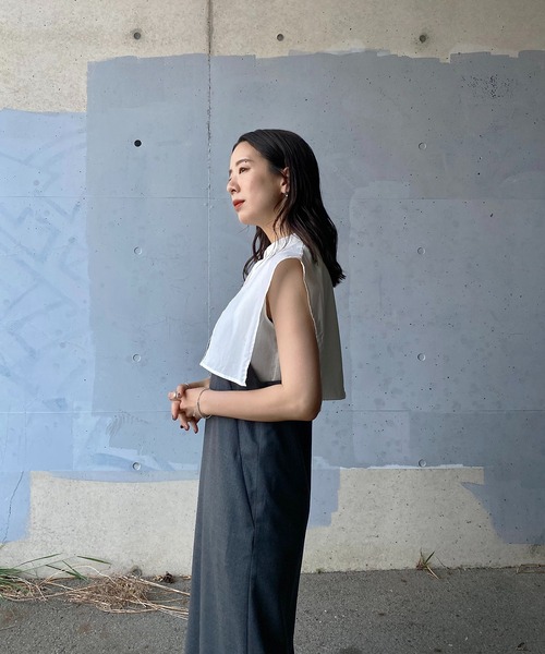 y/m by RIKA(イムバイリカ)の「ブロードケープノースリーブラウス(シャツ/ブラウス・レディース・グリーン/ブラック/オフホワイト・FREE)」の19枚目の写真