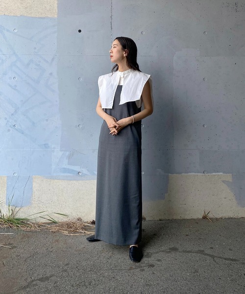 y/m by RIKA(イムバイリカ)の「ブロードケープノースリーブラウス(シャツ/ブラウス・レディース・グリーン/ブラック/オフホワイト・FREE)」の6枚目の写真