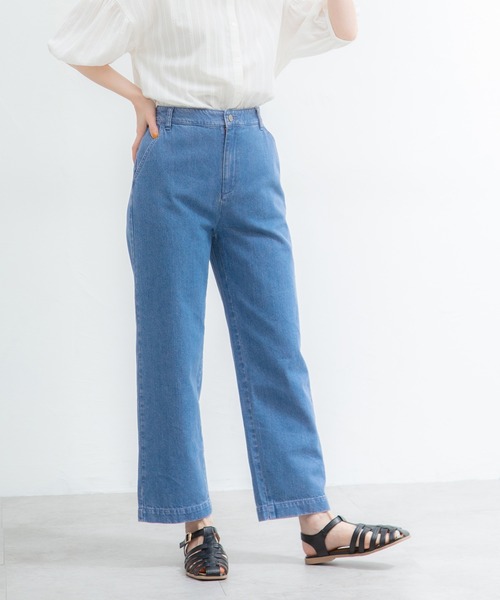 Honeys（ハニーズ）の「デニムストレートパンツ（デニムパンツ・レディース・ブラック/インディゴブルー/ブルー/オフホワイト・LL/SS/S/M/L）」の4枚目の写真