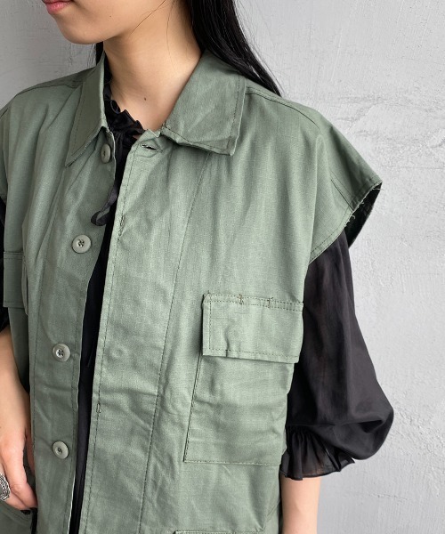 ROTHCO（ロスコ）の「[ROTHCO/ロスコ] BDUミリタリーシャツ リメイクベスト（ベスト・レディース・オリーブ/ブラック・L/XL）」の21枚目の写真
