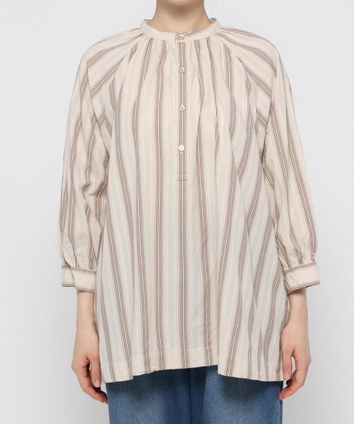 ichi（イチ）の「【ichi(イチ)】ドビーストライプシャツ（シャツ/ブラウス・レディース・ブルー/ナチュラル・FREE）」の3枚目の写真