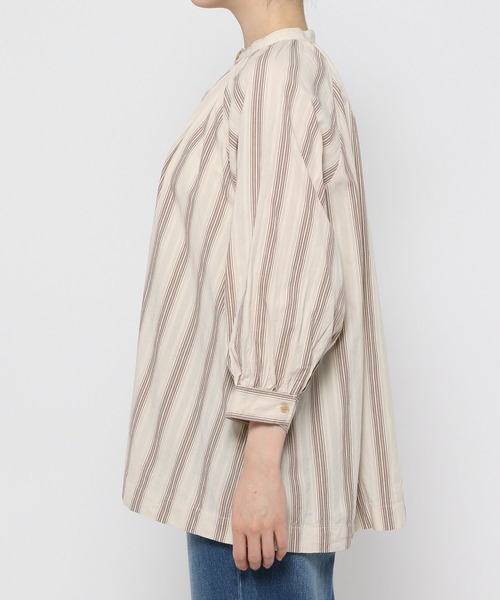 ichi（イチ）の「【ichi(イチ)】ドビーストライプシャツ（シャツ/ブラウス・レディース・ブルー/ナチュラル・FREE）」の4枚目の写真