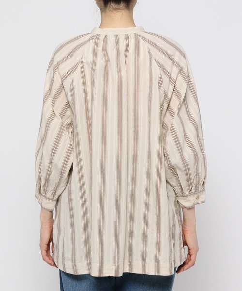 ichi（イチ）の「【ichi(イチ)】ドビーストライプシャツ（シャツ/ブラウス・レディース・ブルー/ナチュラル・FREE）」の5枚目の写真