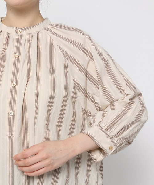 ichi（イチ）の「【ichi(イチ)】ドビーストライプシャツ（シャツ/ブラウス・レディース・ブルー/ナチュラル・FREE）」の7枚目の写真