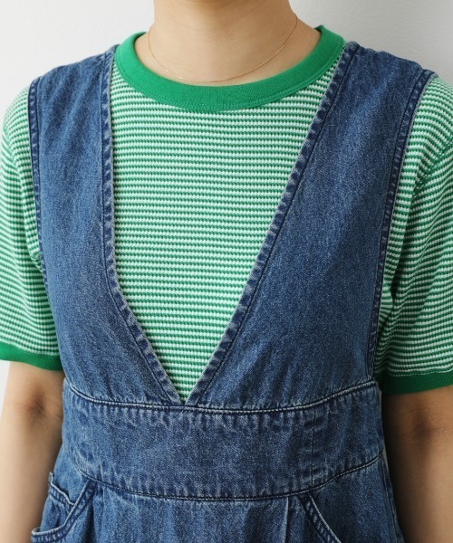 RODEO CROWNS WIDE BOWL（ロデオクラウンズワイドボウル）の「デニムサロペットワンピース（ワンピース・レディース・ブルー/ブラック・FREE）」の9枚目の写真