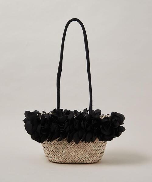 ODETTE E ODILE（オデットエオディール）の「ペタルバスケット（かごバッグ・レディース・ブラック/ベージュ・FREE）」の4枚目の写真