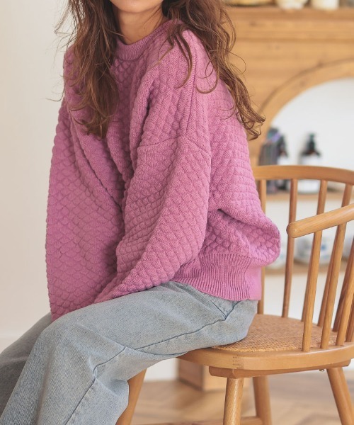 DONOBAN(ドノバン)の「ポップコーンニット(ニット/セーター・レディース・マスタード/ラベンダー/アイボリー/ブルーグレー・F)」の4枚目の写真