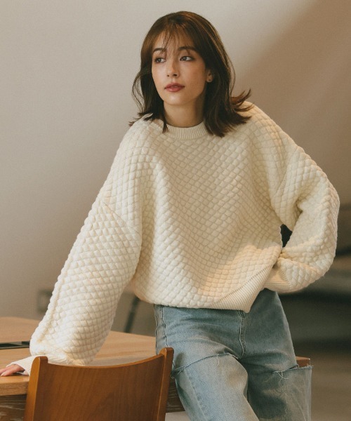 DONOBAN(ドノバン)の「ポップコーンニット(ニット/セーター・レディース・マスタード/ラベンダー/アイボリー/ブルーグレー・F)」の2枚目の写真