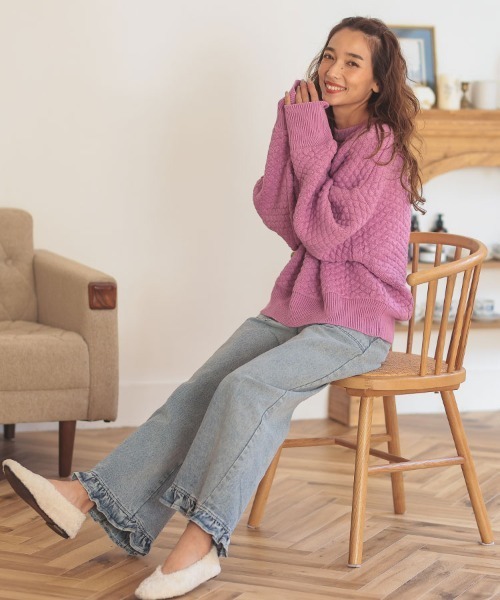 DONOBAN(ドノバン)の「ポップコーンニット(ニット/セーター・レディース・マスタード/ラベンダー/アイボリー/ブルーグレー・F)」の19枚目の写真