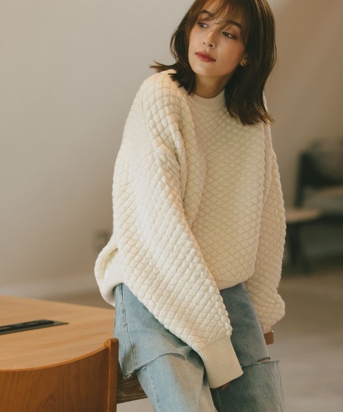 DONOBAN(ドノバン)の「ポップコーンニット(ニット/セーター・レディース・マスタード/ラベンダー/アイボリー/ブルーグレー・F)」の14枚目の写真