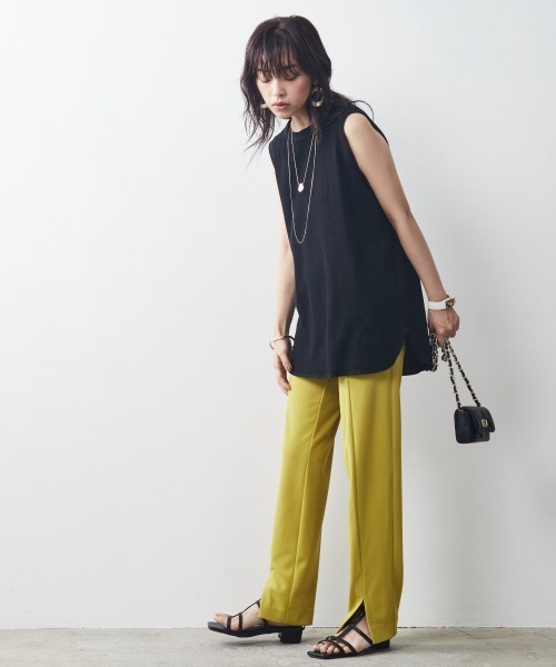 CHIC STYLE（シックスタイル）の「＜大きいサイズ＞センターシームカットソースリットパンツ シックスタイル（その他パンツ・レディース・ブラック/イエロー系/モカ・4L/5L/L/LL/3L）」の10枚目の写真