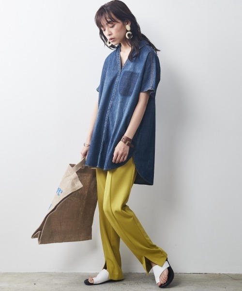 CHIC STYLE（シックスタイル）の「＜大きいサイズ＞センターシームカットソースリットパンツ シックスタイル（その他パンツ・レディース・ブラック/イエロー系/モカ・4L/5L/L/LL/3L）」の16枚目の写真