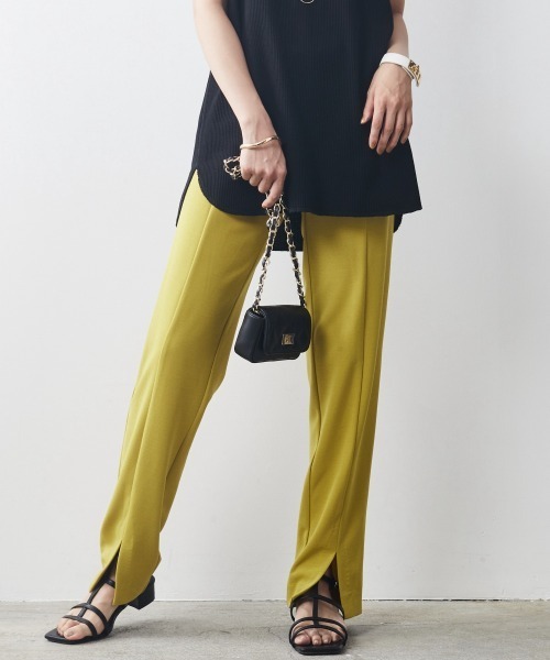CHIC STYLE（シックスタイル）の「＜大きいサイズ＞センターシームカットソースリットパンツ シックスタイル（その他パンツ・レディース・ブラック/イエロー系/モカ・4L/5L/L/LL/3L）」の6枚目の写真
