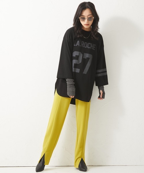 CHIC STYLE（シックスタイル）の「＜大きいサイズ＞センターシームカットソースリットパンツ シックスタイル（その他パンツ・レディース・ブラック/イエロー系/モカ・4L/5L/L/LL/3L）」の9枚目の写真