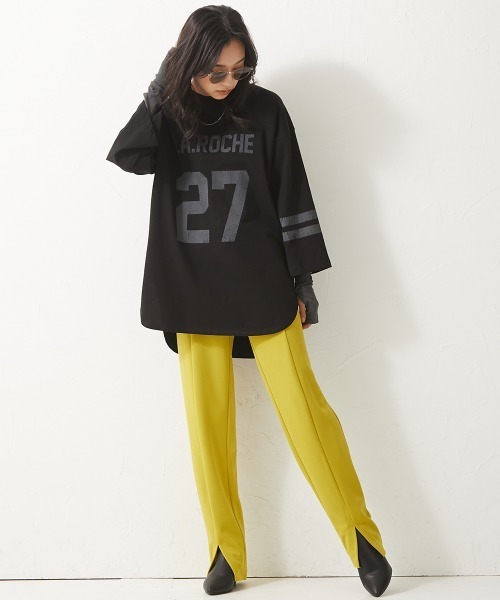 CHIC STYLE（シックスタイル）の「＜大きいサイズ＞センターシームカットソースリットパンツ シックスタイル（その他パンツ・レディース・ブラック/イエロー系/モカ・4L/5L/L/LL/3L）」の5枚目の写真