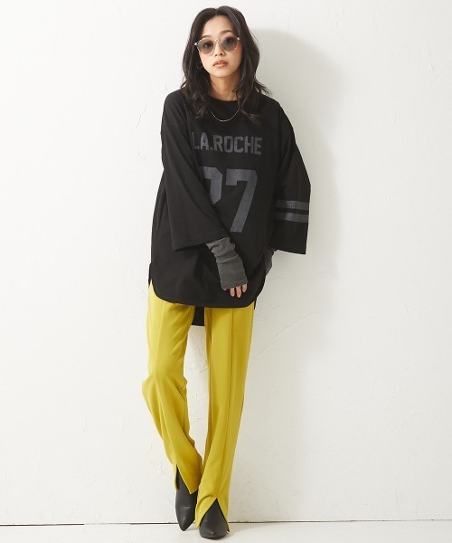 CHIC STYLE（シックスタイル）の「＜大きいサイズ＞センターシームカットソースリットパンツ シックスタイル（その他パンツ・レディース・ブラック/イエロー系/モカ・4L/5L/L/LL/3L）」の8枚目の写真
