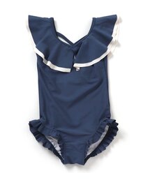 バイカラーフリルワンピース水着_UVカット