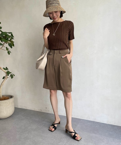 CAPRICIEUX LE'MAGE（カプリシューレマージュ）の「サテンハーフパンツ（その他パンツ・レディース・ブラウン/オリーブ・FREE）」の13枚目の写真