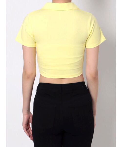 EMODA（エモダ）の「スキッパークロップドトップ（Tシャツ/カットソー・レディース・ホワイト/ブラック/イエロー/ブルー・FREE）」の19枚目の写真