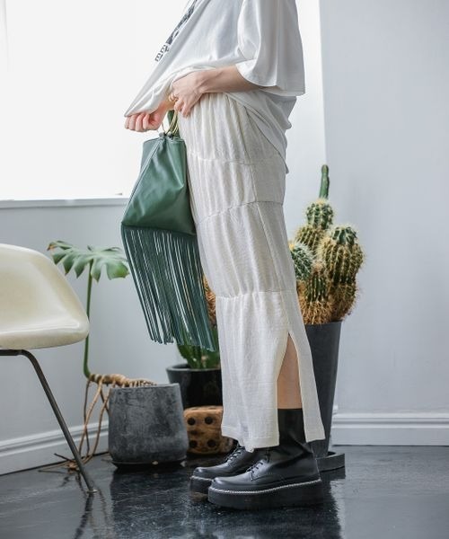 JEANASIS（ジーナシス）の「キリカエギャザーナロースカート/352416（スカート・レディース・オフホワイト/スミクロ/パープル・FREE）」の15枚目の写真