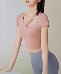 FREE BLUES（フリーブルース）の「カップ付きトレーニングフィットネスウエア/ヨガトップス（スポーツブラ）」