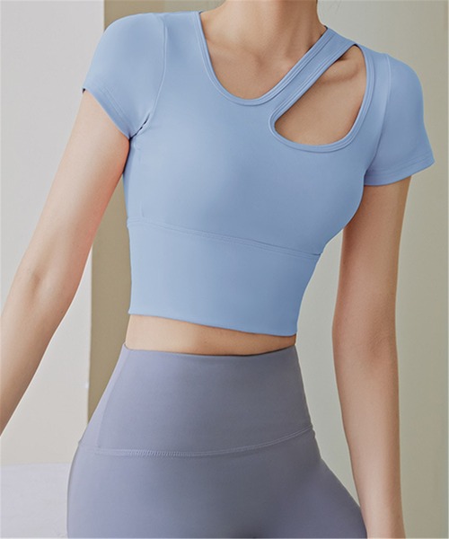 FREE BLUES（フリーブルース）の「カップ付きトレーニングフィットネスウエア/ヨガトップス（スポーツブラ・レディース・ピンク/ブラック/ブルー/アイボリー/グリーン・M/S/L/XL）」の11枚目の写真