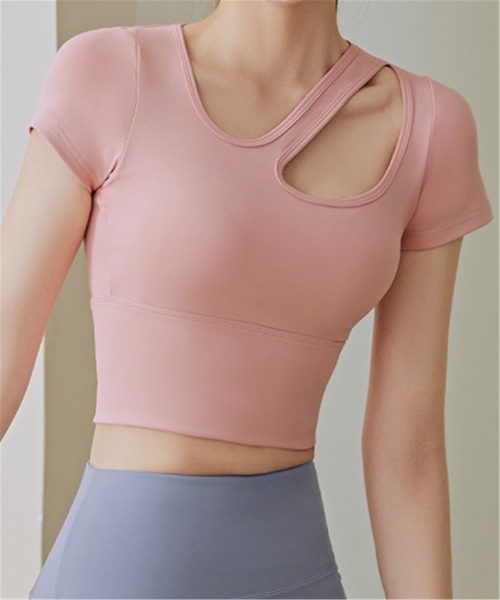 FREE BLUES（フリーブルース）の「カップ付きトレーニングフィットネスウエア/ヨガトップス（スポーツブラ・レディース・ピンク/ブラック/ブルー/アイボリー/グリーン・M/S/L/XL）」の13枚目の写真