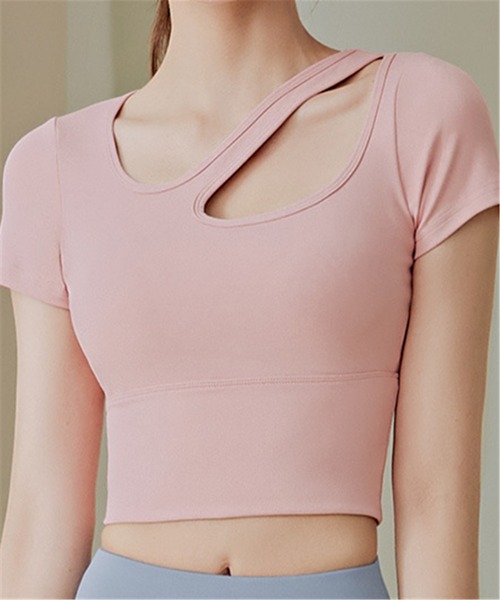 FREE BLUES（フリーブルース）の「カップ付きトレーニングフィットネスウエア/ヨガトップス（スポーツブラ・レディース・ピンク/ブラック/ブルー/アイボリー/グリーン・M/S/L/XL）」の9枚目の写真