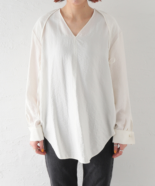 RITO(リト)の「【RITO/リト】STRUCTURE SILK BLOUSE:ブラウス(シャツ/ブラウス・レディース・ホワイト・MEDIUM)」の6枚目の写真