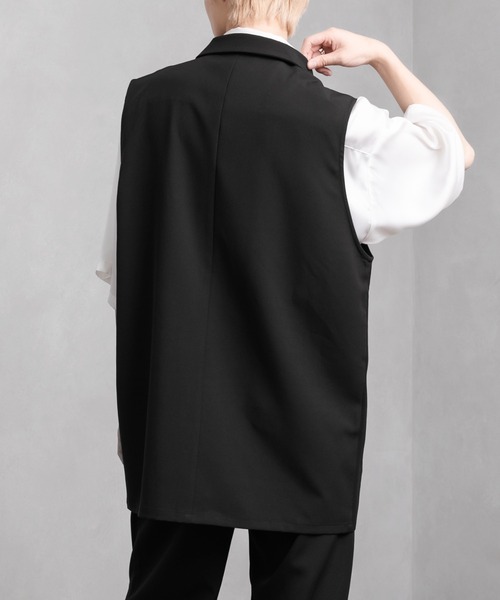 Adoon plain（アドーンプレーン）の「【Adoon plain】シングルテーラードジレ(セットアップ着用可)（ベスト・メンズ・ブラック/サックスブルー・MEDIUM/LARGE）」の10枚目の写真