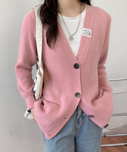 ABITOKYO(アビトーキョー)の「2022AW 畦編みVネックカーディガン(カーディガン/ボレロ・レディース・ベージュ/ネイビー/ピンク/イエロー・FREE)」の18枚目の写真