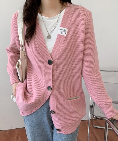 ABITOKYO(アビトーキョー)の「2022AW 畦編みVネックカーディガン(カーディガン/ボレロ・レディース・ベージュ/ネイビー/ピンク/イエロー・FREE)」の19枚目の写真