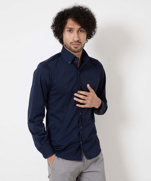 MICHEL KLEIN HOMME (ミッシェルクランオム)の「ベーシックドレスシャツ(シャツ/ブラウス・メンズ・ホワイト/ネイビー・LARGE/MEDIUM/X-LARGE)」の1枚目の写真