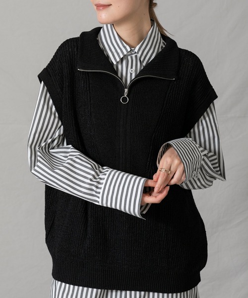 TORRAZZO DONNA パープルニットセーター Torrazzo Donna（トラッゾドンナ）の「ハーフZIPニットベスト